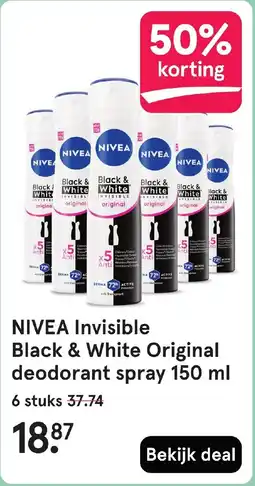 Etos Nivea Invisible Black & White Original deodorant spray aanbieding