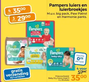 Trekpleister Pampers luiers en luierbroekjes aanbieding