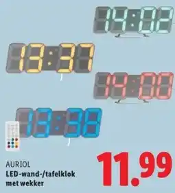 Lidl LED-wand-/tafelklok met wekker aanbieding