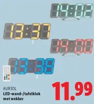 Lidl LED-wand-/tafelklok met wekker aanbieding
