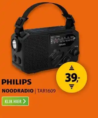 Expert Philips TAR1609 Noodradio Zwart aanbieding