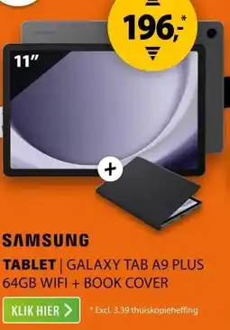 Expert Samsung Galaxy Tab A9 Plus 11 inch 64GB Wifi + Book Cover Grijs aanbieding
