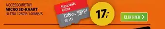 Expert SanDisk MicroSDXC Ultra 128GB 140mb/s C10 - SDA UHS-I aanbieding