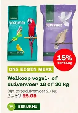 Welkoop Welkoop vogel- of duivenvoer 18 of 20 kg aanbieding