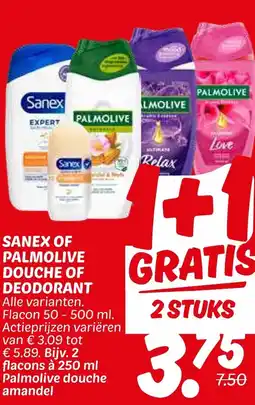 Dekamarkt Sanex of palmolive douche of deodorant aanbieding