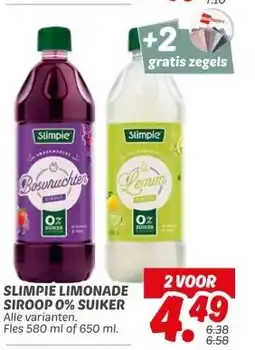 Dekamarkt SLIMPIE LIMONADE SIROOP 0% SUIKER aanbieding