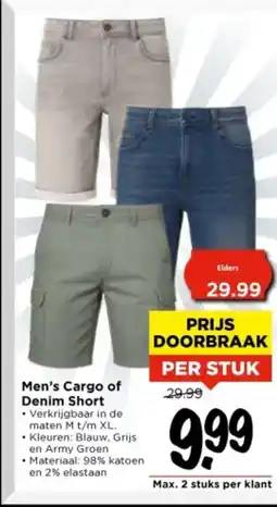 Vomar Voordeelmarkt Men's Cargo of Denim Short aanbieding