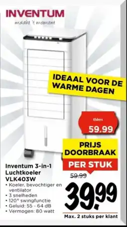 Vomar Voordeelmarkt Inventum 3 in 1 Luchtkoeler VLK403W aanbieding