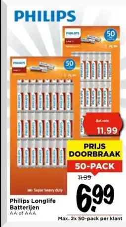 Vomar Voordeelmarkt Philips Longlife Batterijen aanbieding