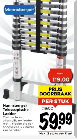 Vomar Voordeelmarkt Mannsberger Telescopische Ladder aanbieding