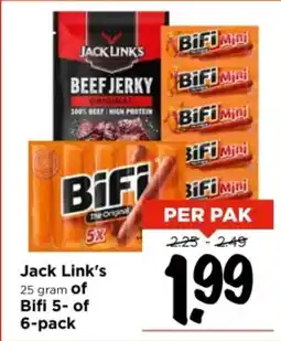 Vomar Voordeelmarkt Jack Link's of Bifi 5 of 6 pack aanbieding