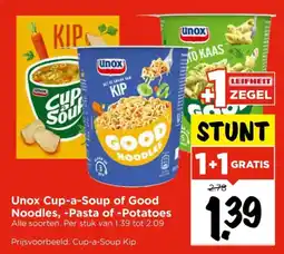 Vomar Voordeelmarkt Unox Cup a Soup of Good Noodles, Pasta of Potatoes aanbieding