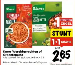 Vomar Voordeelmarkt Knorr Wereldgerechten of Groentepasta aanbieding