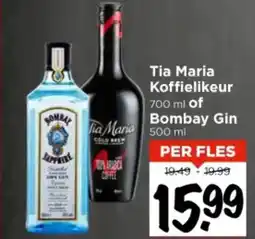 Vomar Voordeelmarkt Tia Maria Koffielikeur of Bombay Gin aanbieding