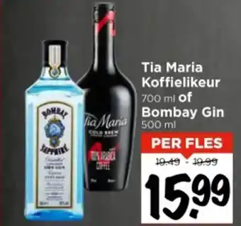 Vomar Voordeelmarkt Tia Maria Koffielikeur of Bombay Gin aanbieding