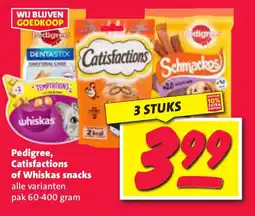 Nettorama Pedigree, Catisfactions of Whiskas snacks aanbieding