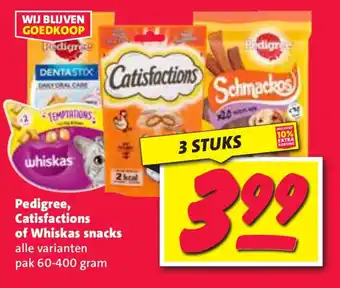 Nettorama Pedigree, Catisfactions of Whiskas snacks aanbieding