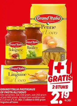 Dekamarkt Grand'italia pastasaus of pasta all'uovo aanbieding