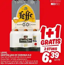 Dekamarkt LEFFE, HERTOG JAN OF CORONA 0.0 aanbieding