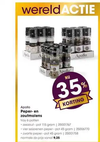 HANOS Apollo Peper- En Zoutmolens 35% Korting aanbieding