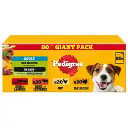 Pets Place Pedigree Adult Mix Selectie In Saus Maaltijdzakjes Multipack - Natvoer - 80x100 g aanbieding