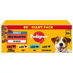 Pets Place Pedigree Adult Mix Selectie In Gelei Maaltijdzakjes Multipack - Natvoer - 80x100 g aanbieding
