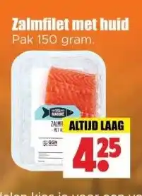Dirk Zalmfilet met huid Pak 150 gram. aanbieding