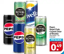 Hoogvliet Pepsi, Royal Club, Crystal Clear of Rivella aanbieding
