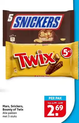Hoogvliet Mars, Snickers, Bounty of Twix aanbieding