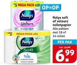 Hoogvliet Nalys soft of velours toiletpapier aanbieding