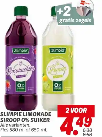 Dekamarkt Slimpie limonade siroop 0% suiker aanbieding