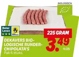 Dekamarkt Dekavers bio logische runder chipolata's aanbieding