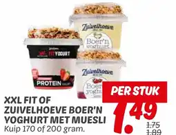 Dekamarkt XXL fit of zuivelhoeve boer'n yoghurt met muesli aanbieding