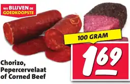 Nettorama Chorizo, Pepercervelaat of Corned Beef aanbieding