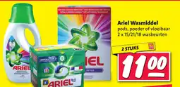 Nettorama Ariel Wasmiddel pods, poeder of vloeibaar 2 x 15/21/18 wasbeurten aanbieding