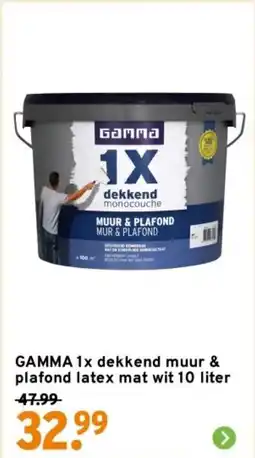 GAMMA GAMMA 1x dekkend muur & plafond latex mat wit aanbieding