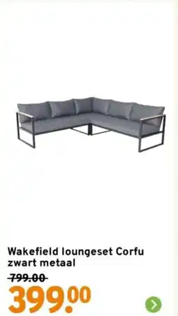 GAMMA Wakefield loungeset Corfu zwart metaal aanbieding