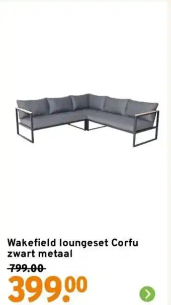 GAMMA Wakefield loungeset Corfu zwart metaal aanbieding