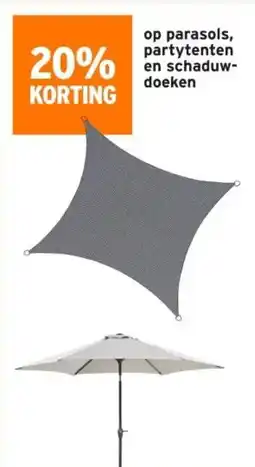 GAMMA Op parasols, partytenten en schaduw doeken aanbieding