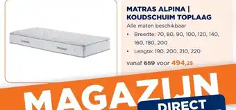 TotaalBED Matras Alpina | Koudschuim toplaag | 70x200 aanbieding