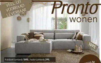 Pronto wonen 4 zitsbank en hocker lombardy aanbieding
