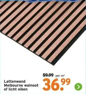 GAMMA Lattenwand Melbourne walnoot of licht eiken aanbieding