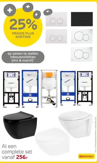 Praxis op samen te stellen inbouwtoiletten (mix & match)* aanbieding