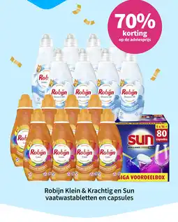Plein.nl Robijn Klein & Krachtig en Sun vaatwastabletten en capsules aanbieding