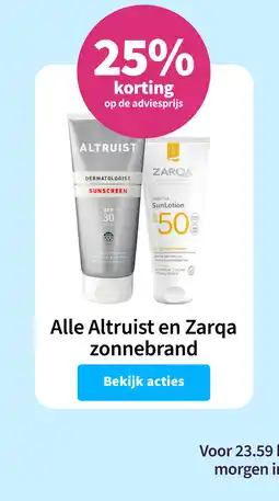 Plein.nl Alle Altruist en Zarqa zonnebrand aanbieding