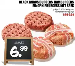 MCD Supermarkt Black angus burgers, hamburgers en/of kipburgers met spek aanbieding
