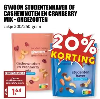 MCD Supermarkt G'woon studentenhaver of cashewnoten en cranberry mix-ongezouten aanbieding