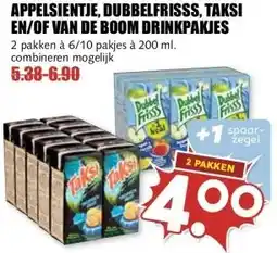 MCD Supermarkt APPELSIENTJE, DUBBELFRISSS, TAKSI EN/OF VAN DE BOOM DRINKPAKJES aanbieding