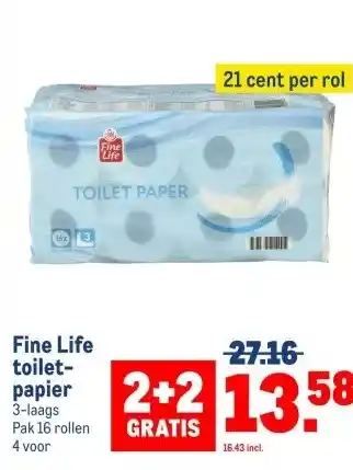 Makro Fine Life toilet- papier 3-laags aanbieding