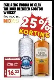 MCD Supermarkt ESBJAERG VODKA OF GLEN TALLOCH BLENDED SCOTCH WHISKY aanbieding